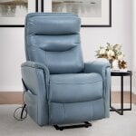 Gemini - Soft Azure Power Lift Recliner With Articulating Headrest - Image 3
